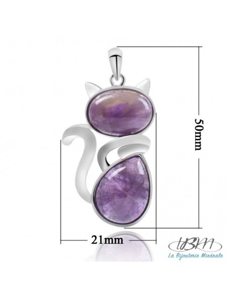 Taille des pendentif chat pierre naturelle sur support argenté . La Bijouterie Minérale