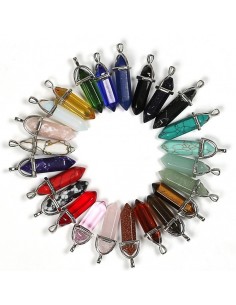 pendentif pendule enforme de cristal bi-terminé en Unakite de La Bijouterie Minérale 2