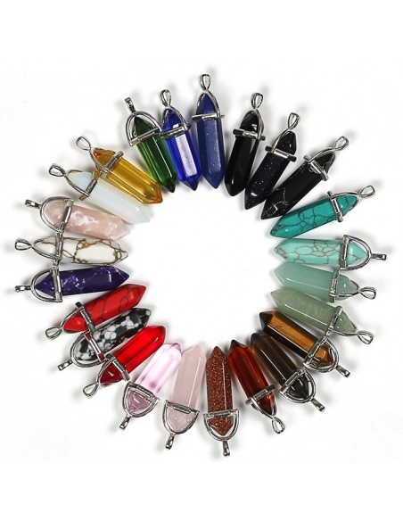 pendentif en forme de pendule avec coiffe métal argenté