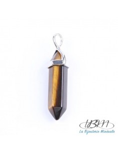 Pendentif pendule forme de cristal bi-terminé en Oeil de Tigre de La Bijouterie Minérale