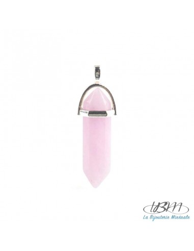 pendule pendentif en forme de cristal bi-terminé de quartz rose de La Bijouterie Minérale
