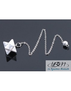 Pendule Pendentif de Howlite naturelle en forme de Markabah par La Bijouterie Minérale