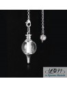 pendule pendentif en perle de Cristal de roche (quartz blanc) et métal argenté par La Bijouterie Minérale