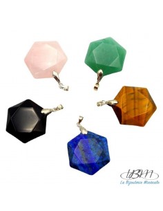 pendentif hexagonal de La Bijouterie Minerale en oeil de tigre 2