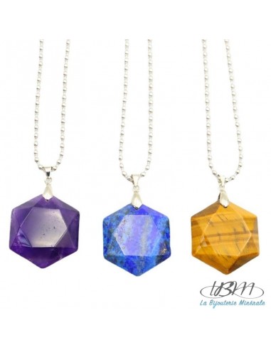 pendentifs hexagonaux de La Bijouterie Minérale