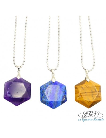 pendentifs hexagonaux de La Bijouterie Minérale