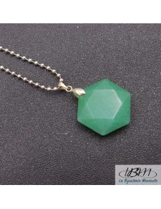pendentif hexagonal de La Bijouterie Minérale en Aventurine verte