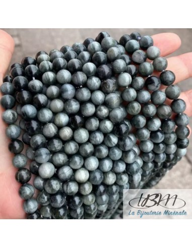 Perles rondes de 8 mm en Oeil de faucon de La Bijouterie Minérale