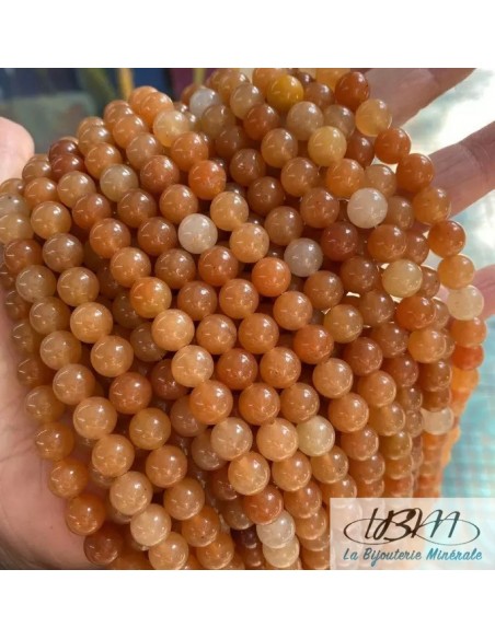 Lot de perles rondes d'aventurine rouge par La Bijouterie Minérale
