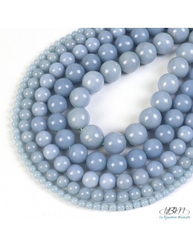Lot de perles d'angélite qualité A+ de 8mm