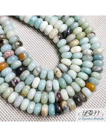 Lot de rondelles de perles en pierres naturelles d'Amazonite par La Bijouterie Minérale