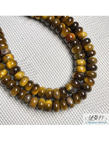 Lot de rondelles de perles en pierres naturelles d'Oeil de tigre par La Bijouterie Minérale