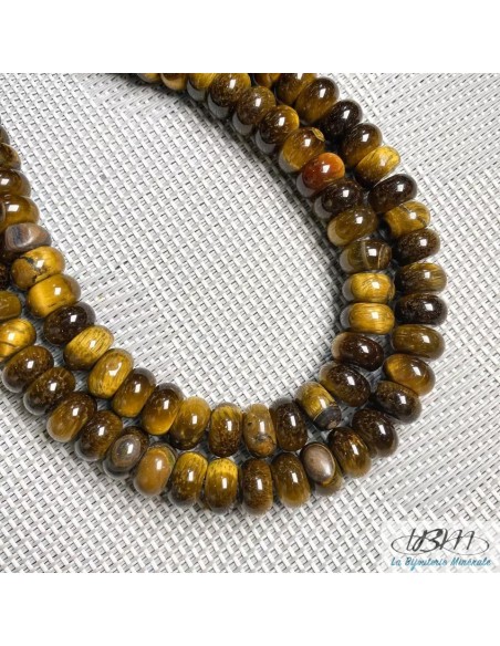 Lot de rondelles de perles en pierres naturelles d'Oeil de tigre par La Bijouterie Minérale