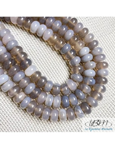 Lot de rondelles de perles de pierres naturelles d' Agates grises par La Bijouterie Minérale