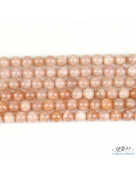 Lot de perles de pierres naturelles de Pierre de Lune Pèche (peach moonstone) de La Bijouterie Minérale