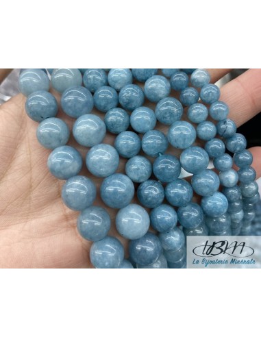 lot de perles de pierre naturelle de calcédoine bleue haute qualité de La Bijouterie Minérale