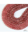 Lot de perles de 8mm en pierre naturelle de Quartz Fraise (strawberry quartz) par La Bijouterie Minérale