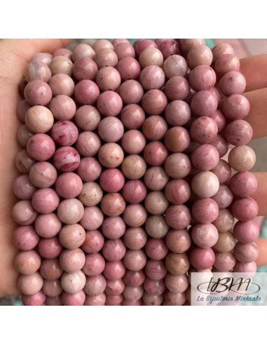 Perles rondes de 8 mm en Rhodonite A de La Bijouterie Minérale