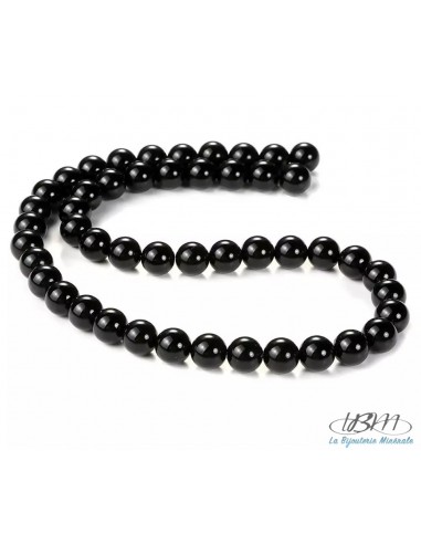 Lot de perles naturelles d'Onyx (agate noire) par La Bijouterie Minérale