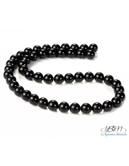 Lot de perles naturelles d'Onyx (agate noire) par La Bijouterie Minérale