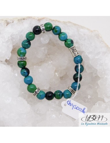 Bracelet réalisé avec perles de pierres naturelles de Chrysocolle par La Bijouterie Minérale