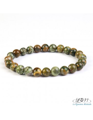 Bracelet de perles de pierres naturelles de Rhyolite par La Bijouterie Minérale