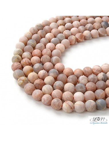 Lot de perles matte de Pierre de Soleil (Sunstone) naturelle de La Bijouterie Minérale