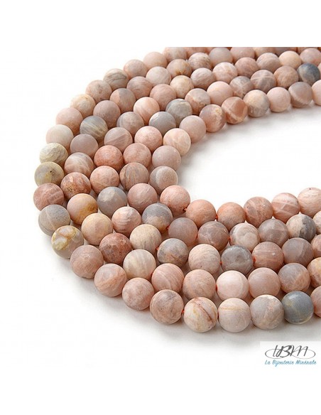 Lot de perles matte de Pierre de Soleil (Sunstone) naturelle de La Bijouterie Minérale