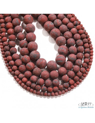 Lot de perles mattes de pierres naturelles en Jaspe Sesame Rouge Par La Bijouterie Minérale