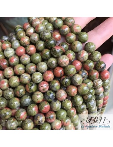 Lot de perles de pierres naturelles d'Unakite 8mm par La Bijouterie Minérale