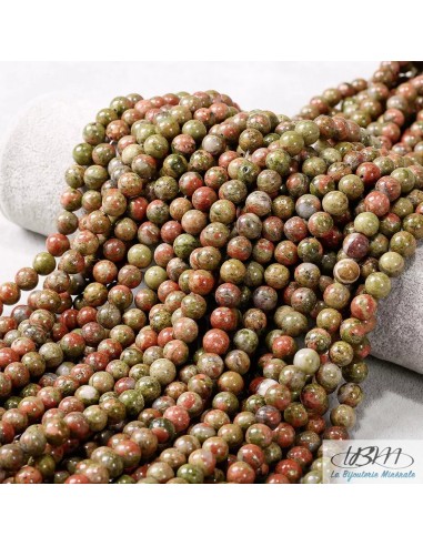 Lot de perles de pierre d'Unakite par la Bijouterie Minérale