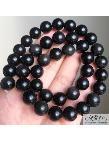 Lot de perles d'obsidienne noir par La Bijouterie Minérale