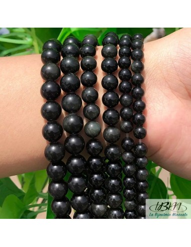 Lot de perles d'obsidiennes naturelles noires par La Bijouterie Minérale