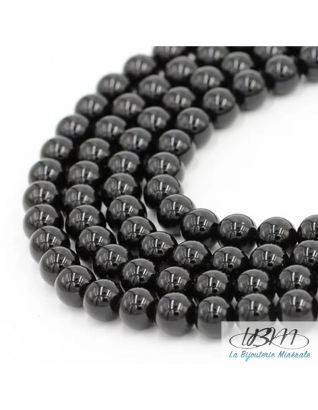 Lot de perles naturelles d'Onyx (agate noire) par La Bijouterie Minérale