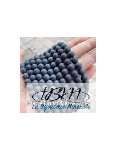 Lot de perles naturelles mattes d'Onyx (agate noire) par La Bijouterie Minérale