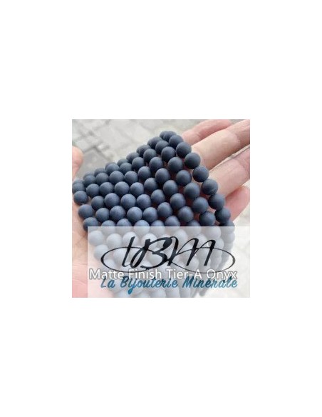 Lot de perles naturelles mattes d'Onyx (agate noire) par La Bijouterie Minérale