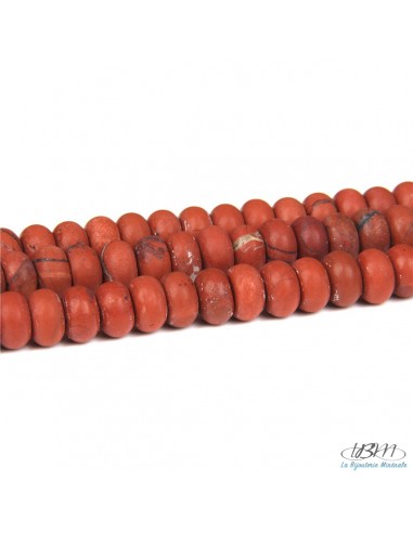 Rondelles de perles matte rondes de 8 mm en Jaspe Rouge de La Bijouterie Minérale