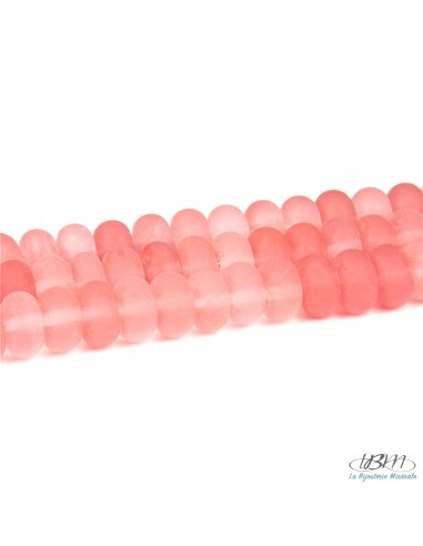 Lot de rondelles de perles mattes 5*8mm de Quartz Cerise par La Bijouterie Minérale