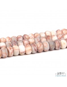 Lot de rondelles de perles mattes de Jaspe Picasso Rose 5*8mm de La Bijouterie Minérale
