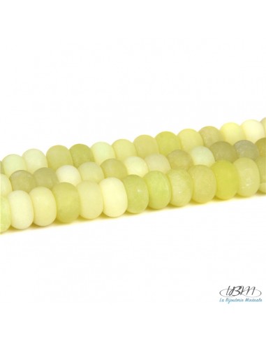 Lot de rondelles de perles mattes 5*8mm de Jade Citron de La Bijouterie Minérale