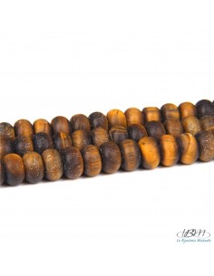 Lot de rondelles de perles mattes 5*8mm en pierres naturelles d'oeil de tigre par La Bijouterie Minérale