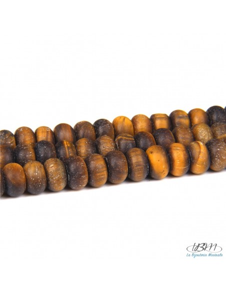 Lot de rondelles de perles mattes 5*8mm en pierres naturelles d'oeil de tigre par La Bijouterie Minérale