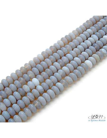 Lot de rondelles de perles mattes d'Agates Grises Naturelles de La Bijouterie Minérale
