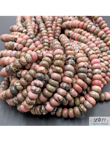 Lot de perles rondelles 5*8mm en pierre naturelle de Rhodonite par La Bijouterie Minérale