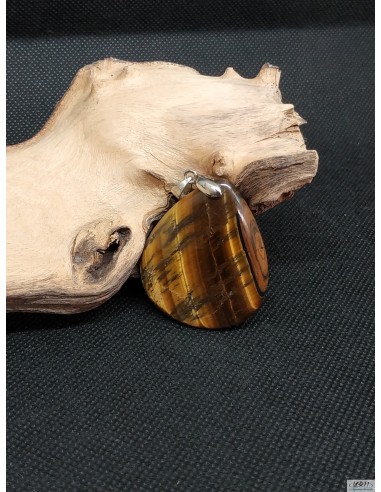 pendentif grosse goutte d'eau en pierre naturelle d'oeil de tigre • La Bijouterie Minérale