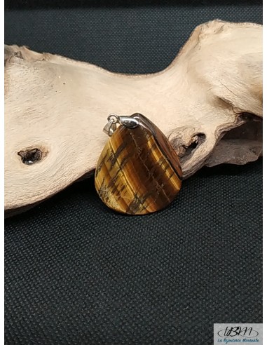 pendentif grosse goutte d'eau en pierre naturelle d'oeil de tigre • La Bijouterie Minérale