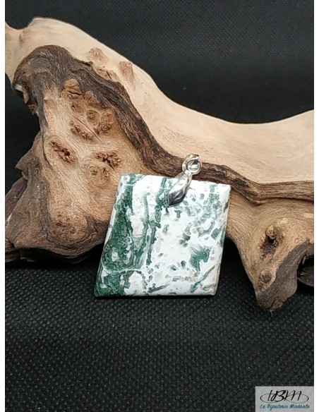 Pendentif trapèze en Agate Arbre 33*37mm par La Bijouterie Minérale