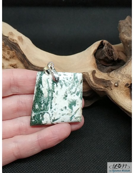 Pendentif trapèze en Agate Arbre 33*37mm par La Bijouterie Minérale