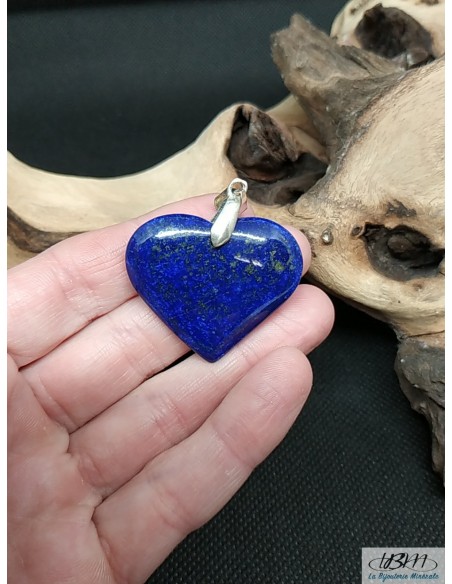 Superbe pendentif en forme de coeur en Lapis-Lazuli Afghan • La Bijouterie Minérale