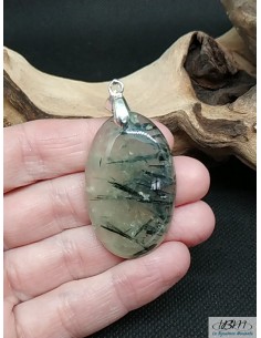 Pendentif en Préhnite forme Ovale de 25*40 mmBélière en métal argentée par La Bijouterie Minérale Pièce unique 2